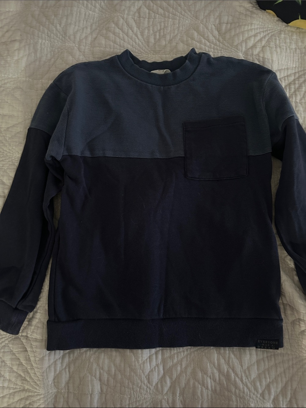 H&M Two-Tone Navy Crewneck Sweatshirt